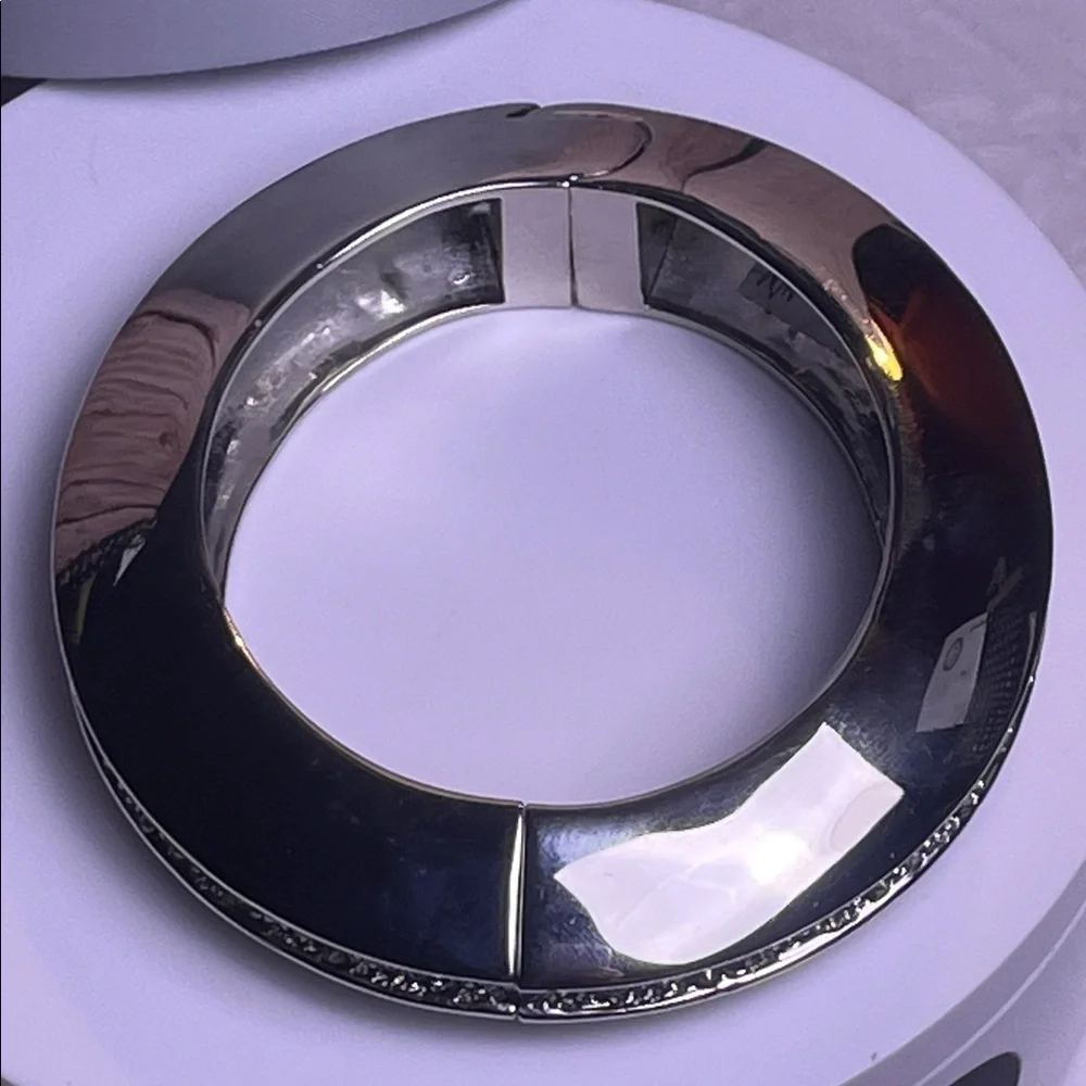 Alexis Bittar Silver Bangle with Crystal Detailing RARE